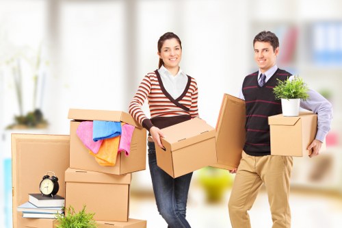 Packed boxes and labelled items ready for an East London move