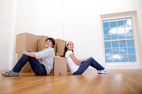 East London apartment move with boxes and van access
