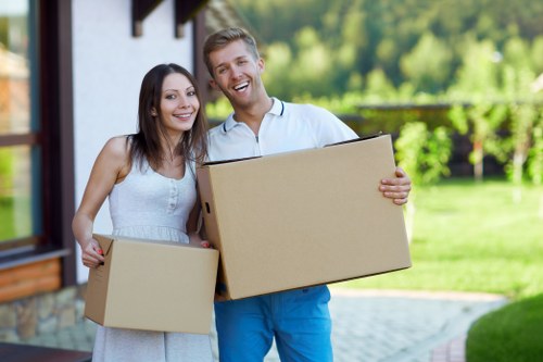 Packed boxes and furniture ready for local house removals