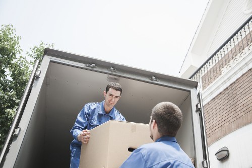 Local removals van outside a flat in East London