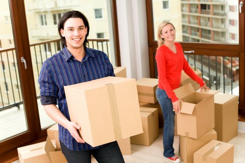 Packed boxes and wrapped household items ready for removals